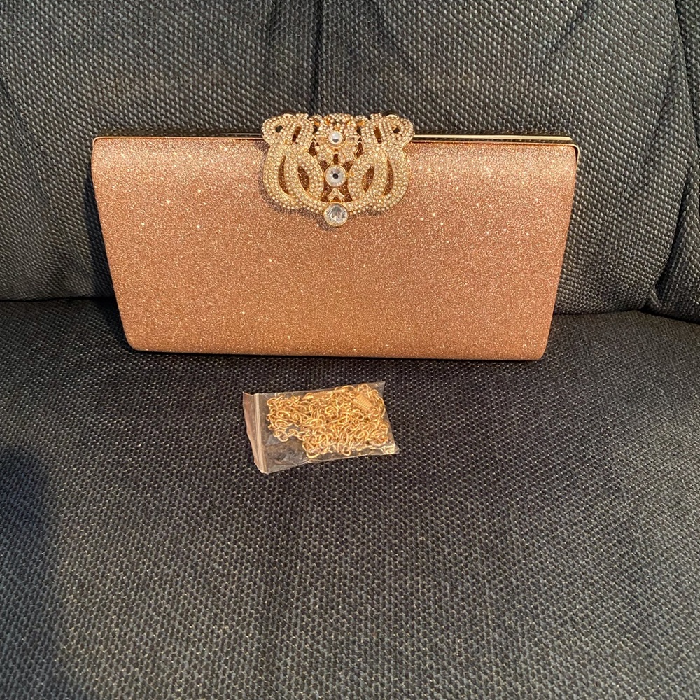 Rose Gold Sparkling Evening Clutch